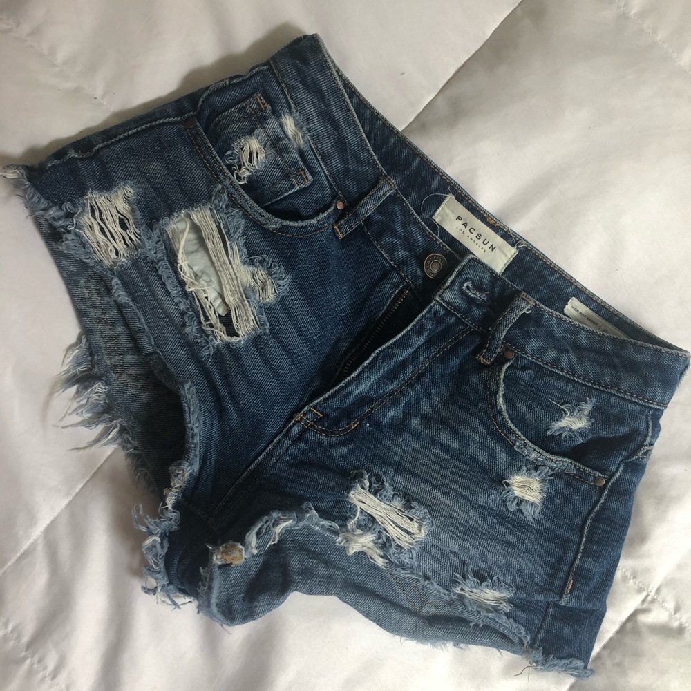 High waisted distressed shorts